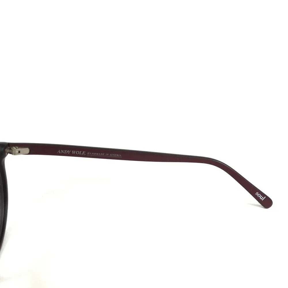 Andy Wolf Eyeglasses Frames 5055 col. i Burgundy Red Wood Grain Round 56-14-140
